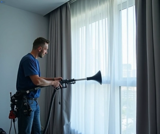 Professional commercial curtain cleaning process equipment Matty Curtain Cleaning currans-hill-nsw